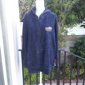 ACE USA Yosemite Park Sweatshirt Unisex XL Blue Zipper Front Hoodie Distressed